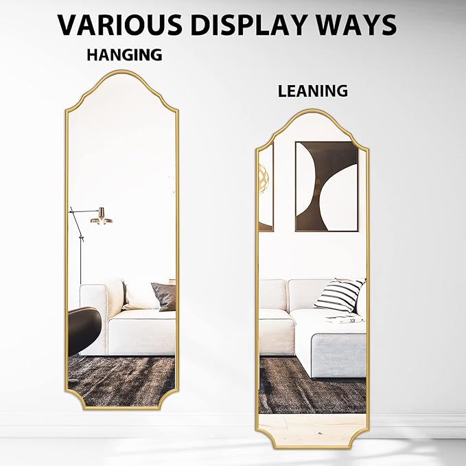 WallBeyond Arched Full Length Mirror Wall Mounted, Living Room, Hanging or