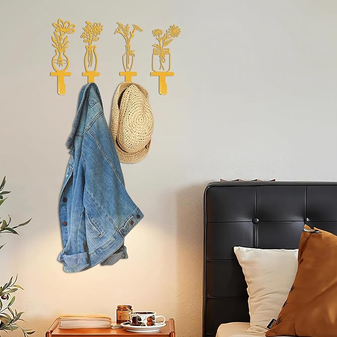 Decorative Wall Hooks, Metal Flowers Wall Decor