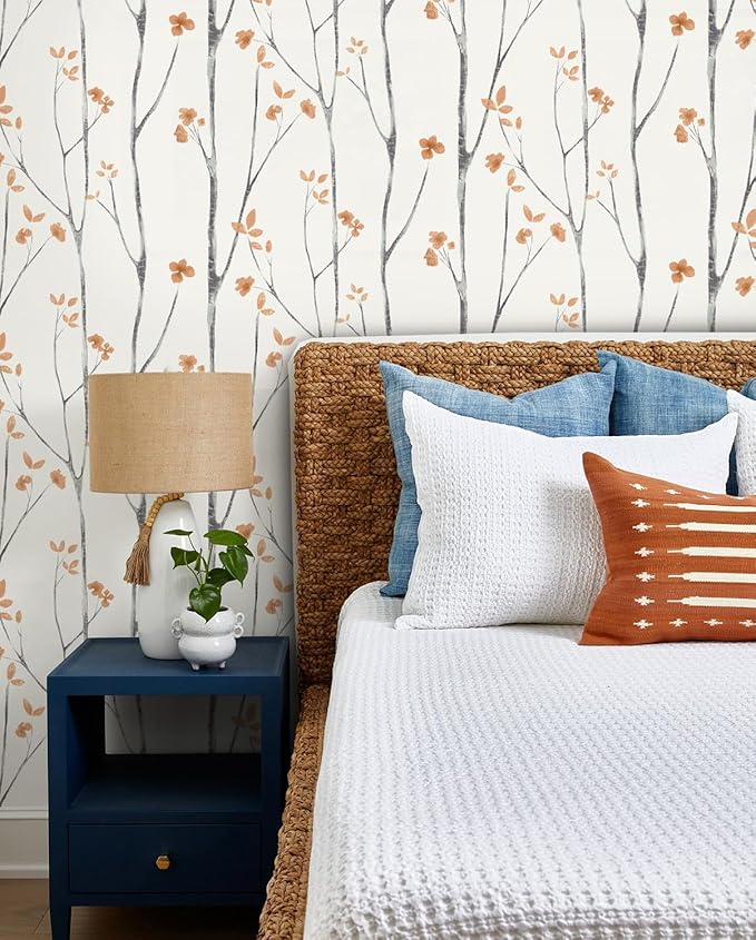 Timeet Floral Wallpaper Peel and Stick Wallpaper Boho 16.14"x393.7" Flower
