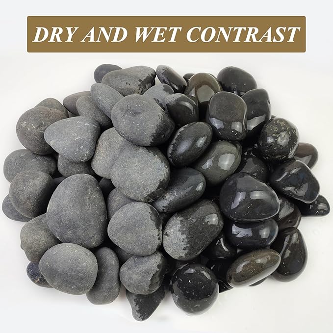 FANTIAN 10 Pounds Black River Rocks, 3-4 Inch Black Stones Pebbles for Plants, Landscaping, Garden, Aquarium, Backyard and Indoor Water Fountains