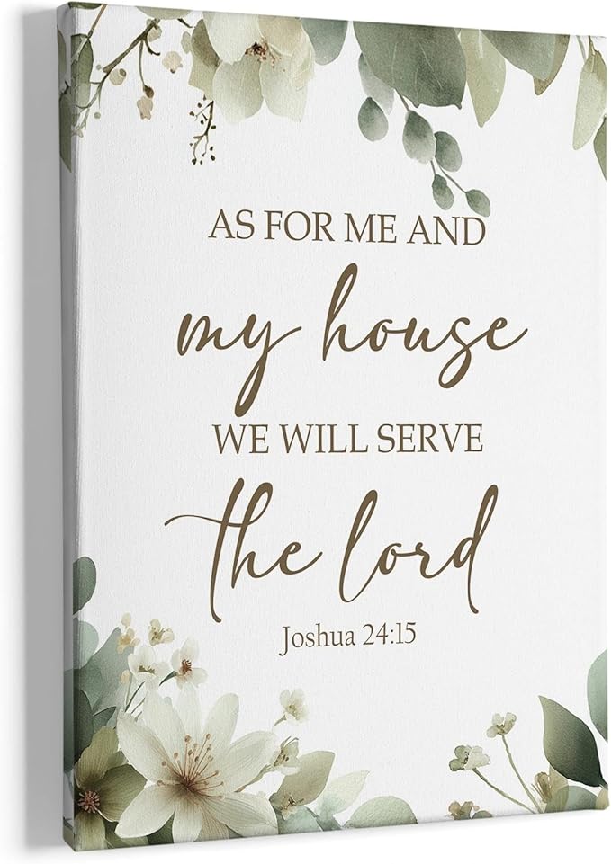 HIWX Christian Wall Decor, as for Me and My House Bible Verses Sage Green
