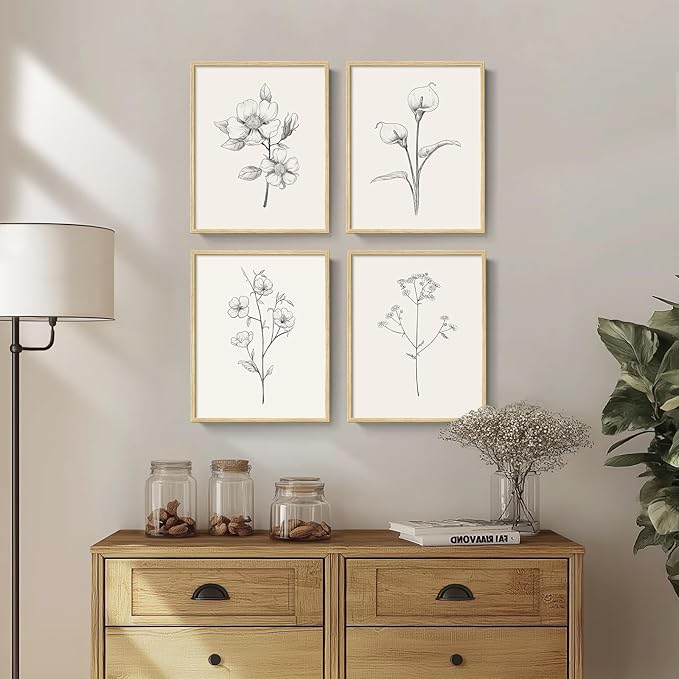 Framed Botanical Wall Art for Bathroom