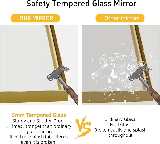 40x30 Inch Gold Bathroom Mirrors
