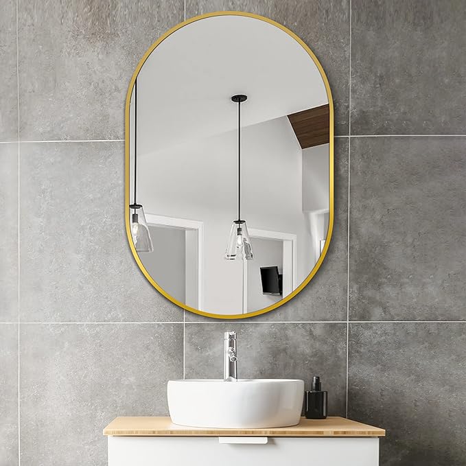 Bathroom Mirror for Wall, Metal Framed Vanity Mirror