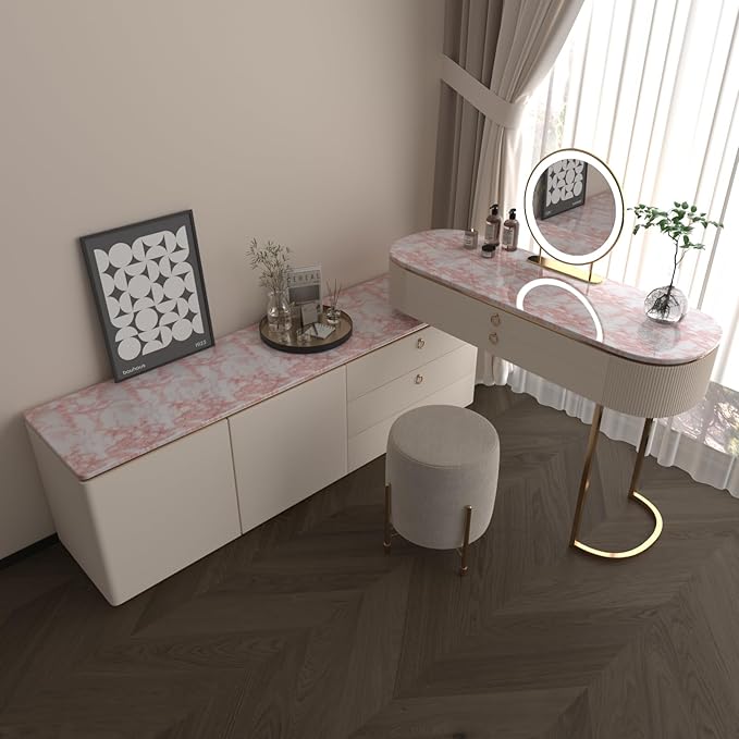 BAYYA Extra Wide Marble Contact Paper Granite Peel and Stick Wallpaper Pink