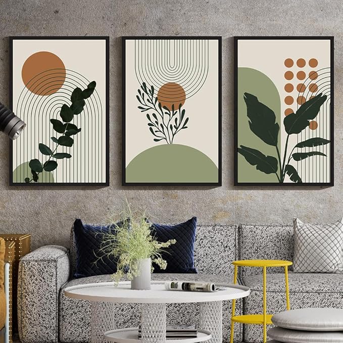 PHOPAGO Boho Plant Wall Art Green Botanical Bohemain Framed Wall Printing