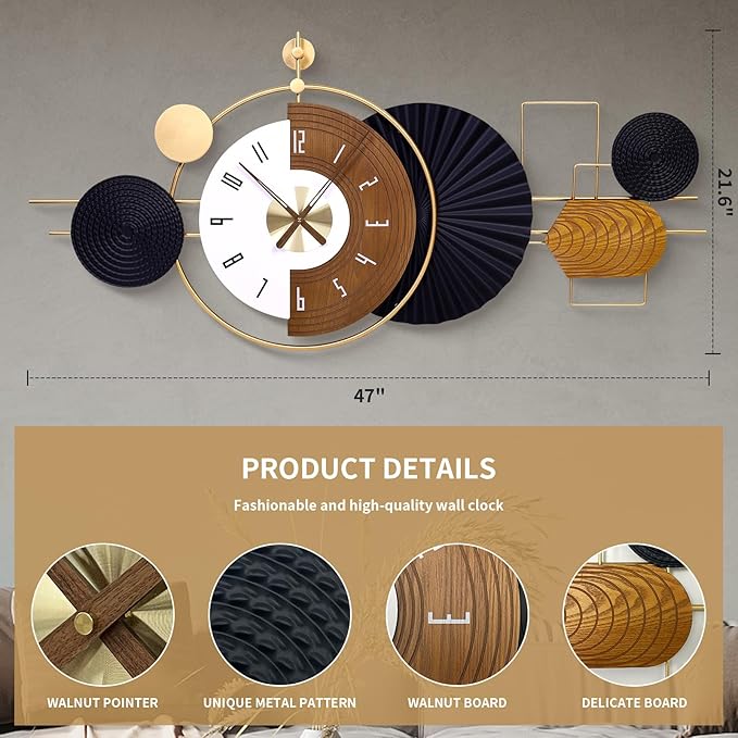 47X21.6inch Extra Large Wall Clock Battery Operated Decorative Modern Clocks