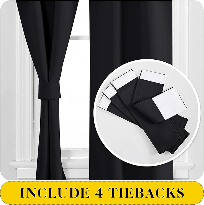 NICETOWN Black Blackout Curtains