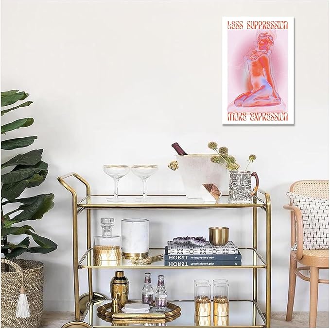 Spiritual Affirmation Art Poster Pink Woman Canvas Wall Art Aesthetic Pictures