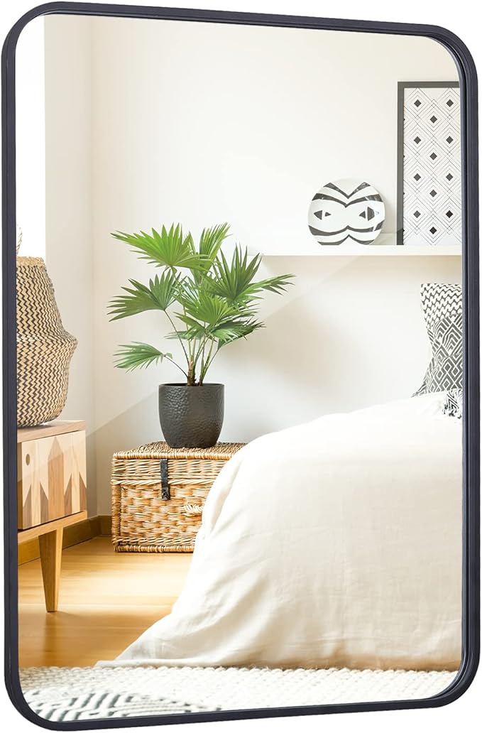 ZenStyle Black Metal Framed Rectangular Wall Mirror 22" x 30" Bathroom Mirror