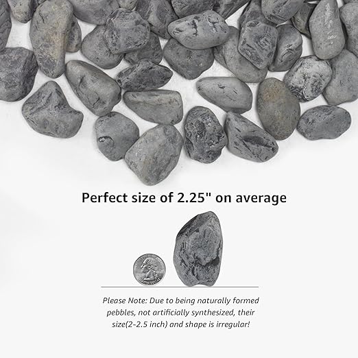 LOIOOJ Black Natural Gravel, 2-2.5 Inch Decorative Stones for Plants, Garden, and Landscaping – 20LB, Ideal for Walkways, Vases, Crafting, Home Decor, and Outdoor Landscaping