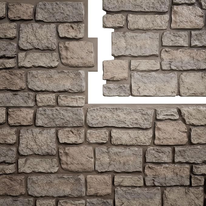 EverStone Cobblestone Faux Stone Panel, Shadow Moss Color