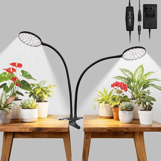 Clip On Grow Lights for Indoor Plants, High PAR & PPFD Full Spectrum Plant Light with Auto On/Off Timer, 5 Dimmable Levels, Flexible Gooseneck LED Grow Lamp for Indoor Growing