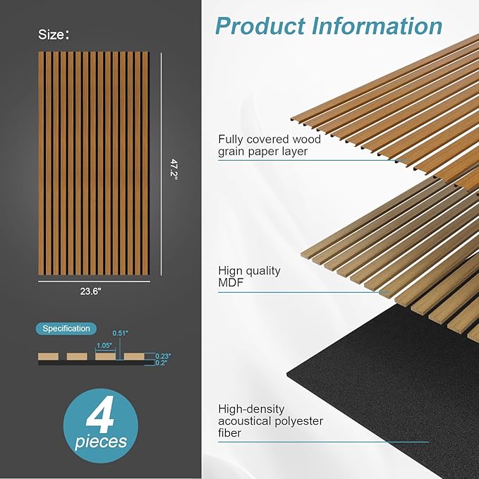 Wood Slat Acoustic Wall Panels-3D Fluted Sound Absorbing Panel