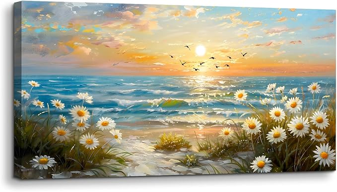 SERIMINO Large Canvas Wall Art Prints, Ocean Sunset Landscape Canvas Prints