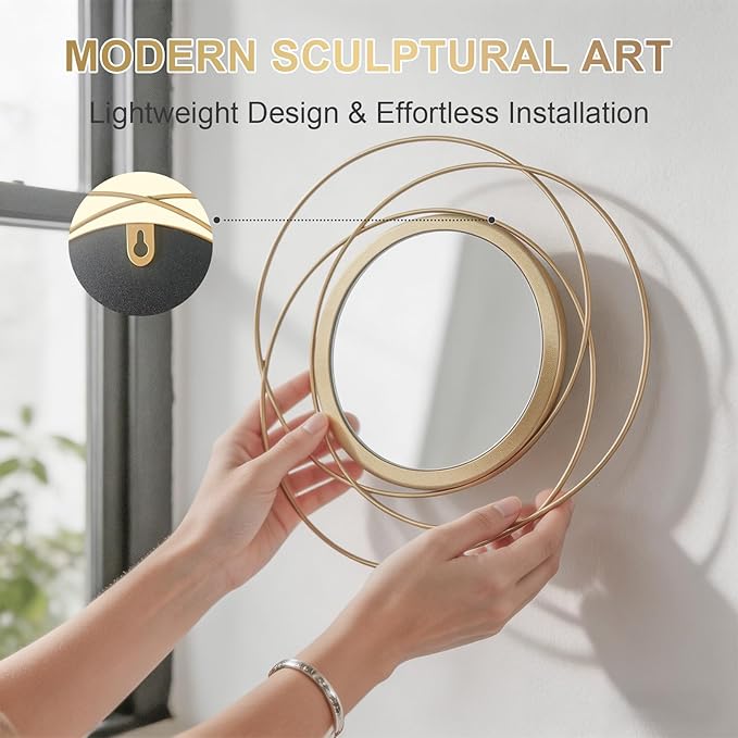 4 Piece Gold Round Wall Mirror Set Modern Metal Circle Home Decor