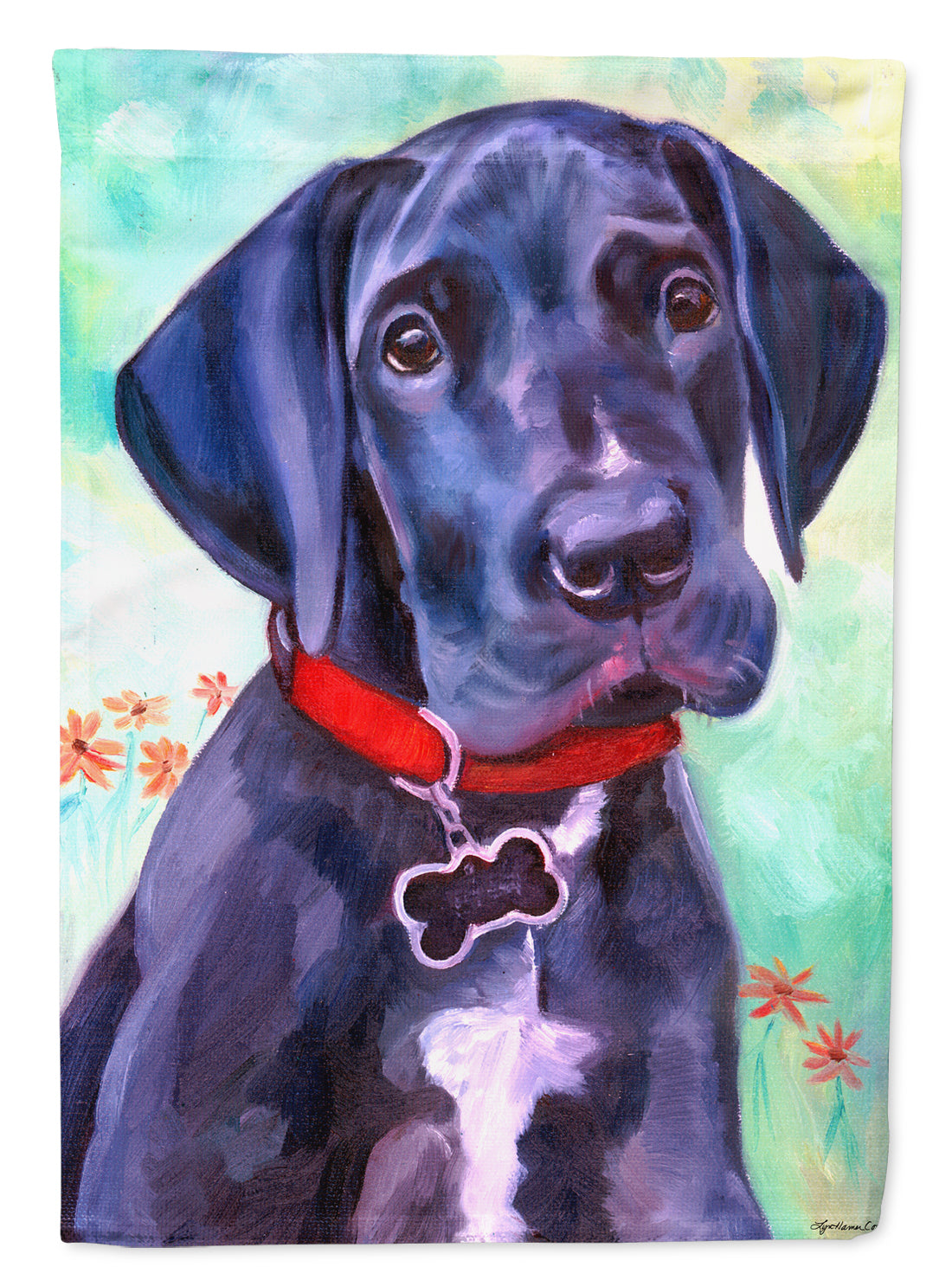 Great Dane Natural Ears Black Pup Garden Flag â Decorative Outdoor Yard Flag 7312GF