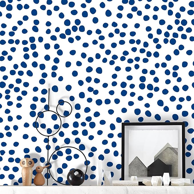 Jeweluck Blue Polka Dot Peel and Stick Wallpaper Blue and White Contact Paper