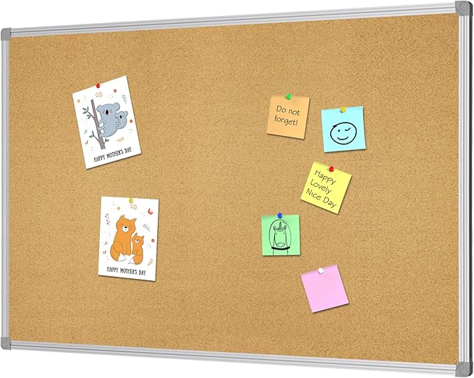 Lockways Cork Board Bulletin Board, Double Sided Corkboard 36" x 24",