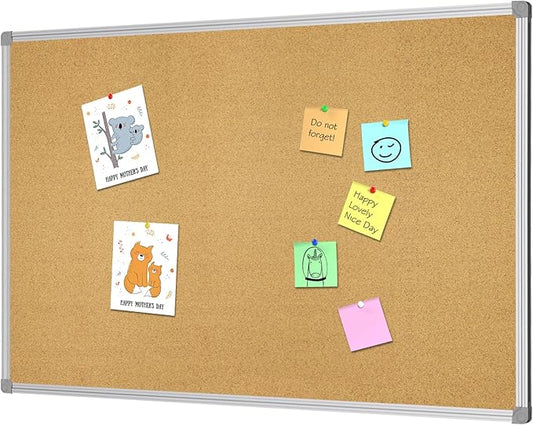 Lockways Cork Board Bulletin Board, Double Sided Corkboard 36" x 24",