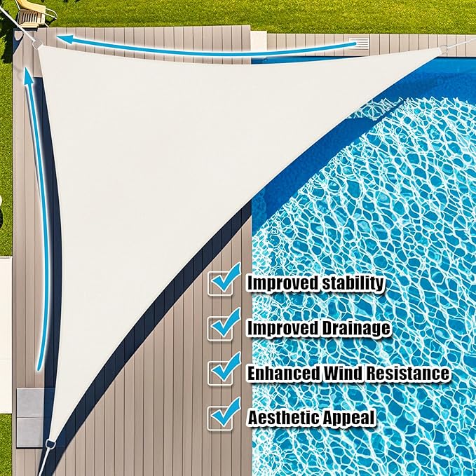 Amagenix Sun Shade Sail 26'X26'X26'Curved Edge Outdoor Shade Canopy Cream Breathable 95% UV Block Shade Cloth for Patio Garden Backyard (We Make Custom Size)