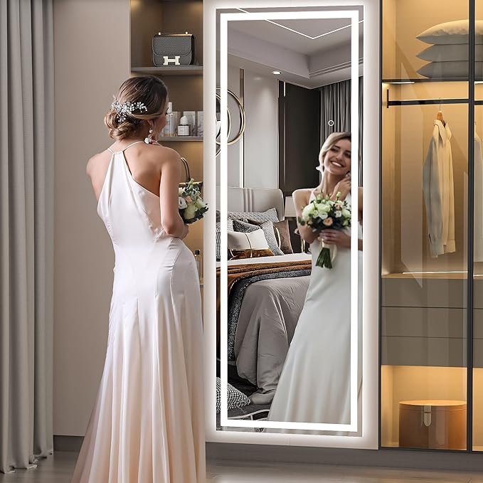 Hasipu Full Length Mirror with Lights, Full Body Dressing Hanging Mounted Mirror