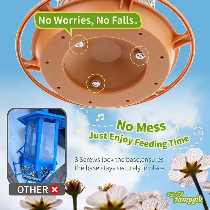 Outdoor Bird Feeder, Retractable Bird Feeder Hanging, Metal Hanger, Rainproof & Leak-Proof, Terracotta, Pack of 1