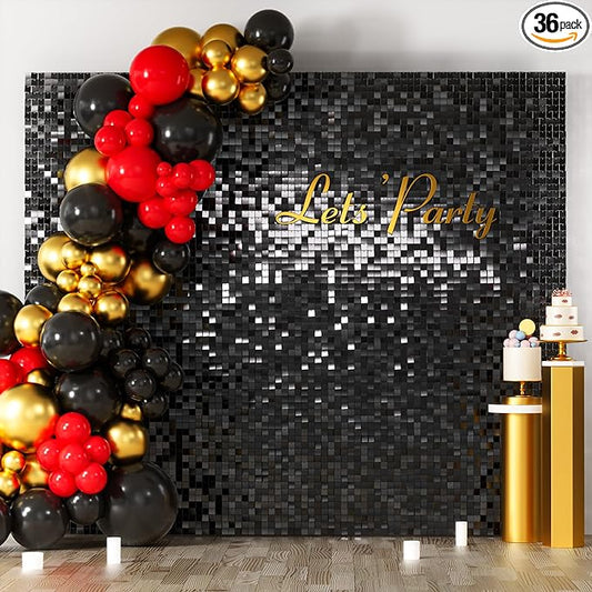 COKAOBE Black Shimmer Wall Backdrop, Photo Backdrops