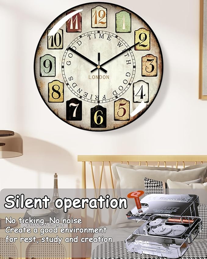 Decorative Wall Clocks Batterys Operated, Retro Wall Clock
