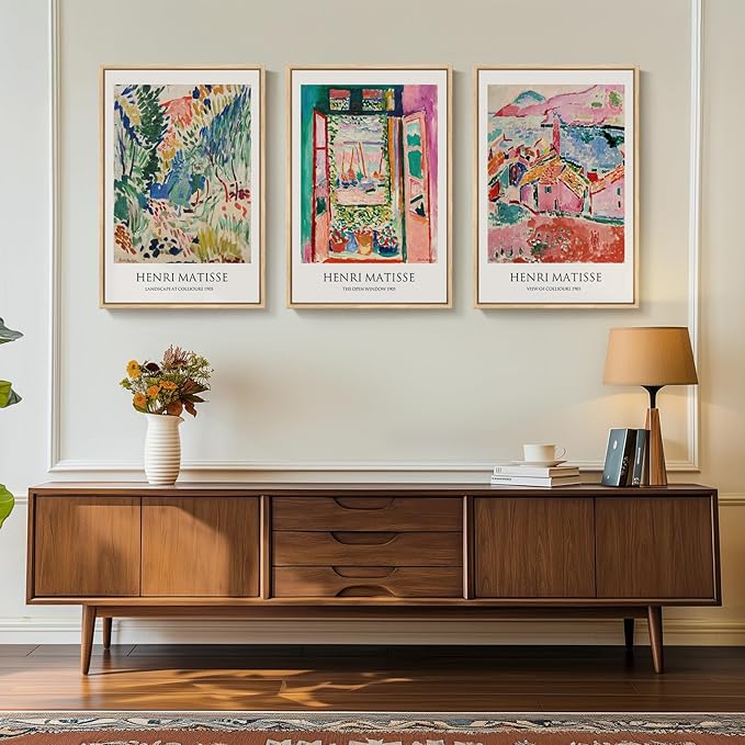 Framed Matisse Wall Art, 3 Piece Large Canvas Abstract Art Prints