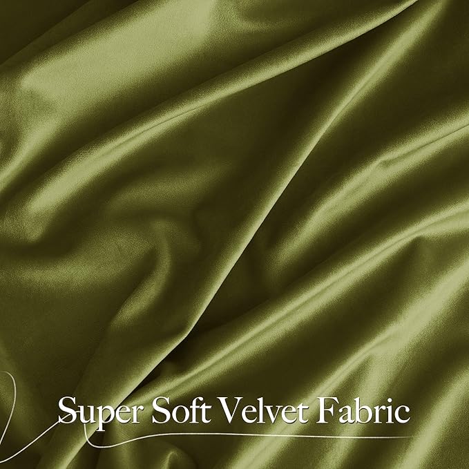 NICETOWN Moss Green Velvet Drapes 120 inch Long