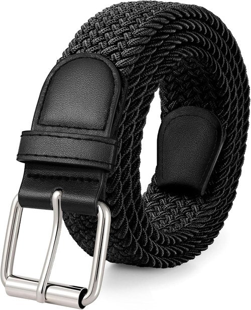 JASGOOD Braided Stretch Belt for Men - Adjustable Elastic Woven Fabric | 1 3/8" Width