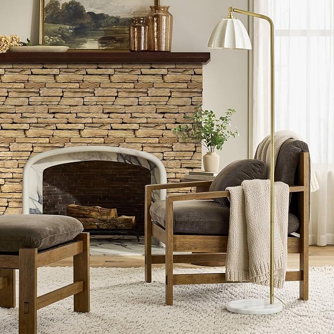 COMSTICKC Peel and Stick Faux Stone Wall Sticker Wall Panels, Not Real Stone