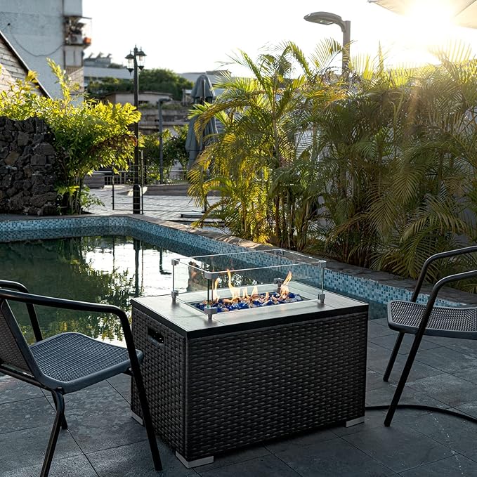 GASPRO 20 lbs Bahama Blend Fire Glass for Fire Pit Table, Decorative Gas Fireplace Glass Rocks, 1/2 Inch