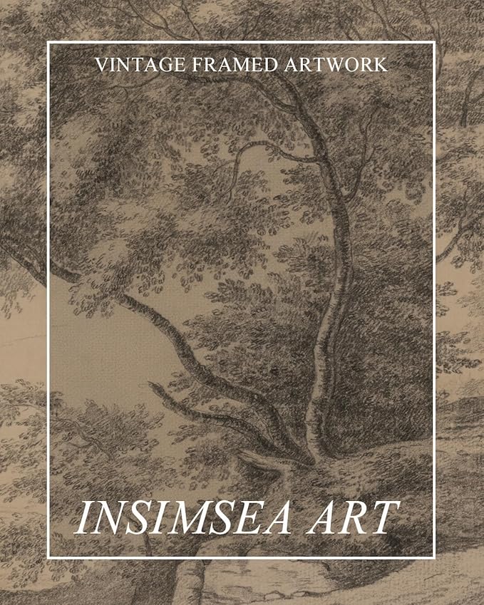 InSimSea Extra Large Framed Vintage Wall Art, Living Room Country Farmhouse Decor, Woodland Countryside Landscape Canvas Prints, Retro Scenery Long Picture for Bedroom Above of Bed, 20x40inch