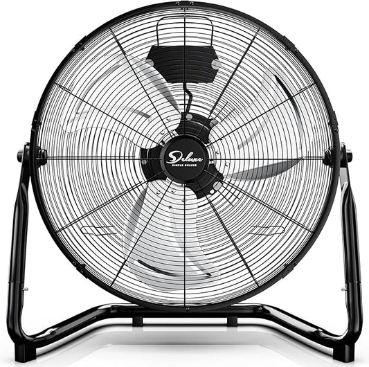 Simple Deluxe 18 Inch 3-Speed High Velocity Heavy Duty Metal Industrial Floor Fans, Black