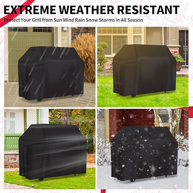 NEXCOVER 65 Inch Grill Cover - 600D Heavy Duty Waterproof and Weather Resistant BBQ Cover for Weber, Char Broil, Nexgrill - Fade Resistant, Black