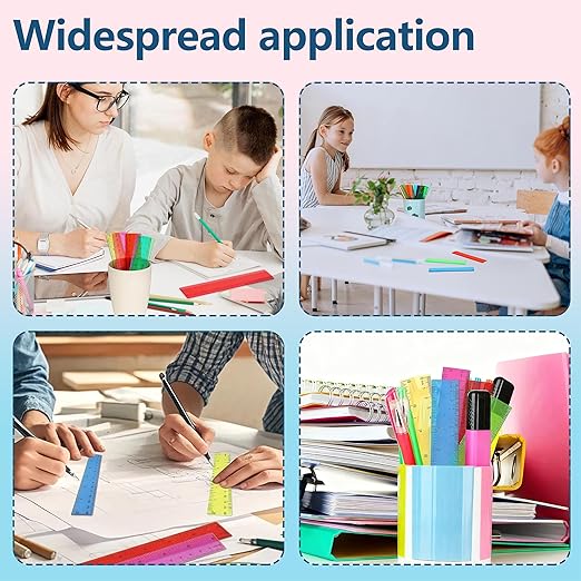 50Pcs 6 Inch Rulers with Inches and Centimeters in Bulk，Plastic Ruler in Assorted Colors, Clear Ruler, Transparent Rulers Bulk for Students Back to School Office Supplies(50Pcs)