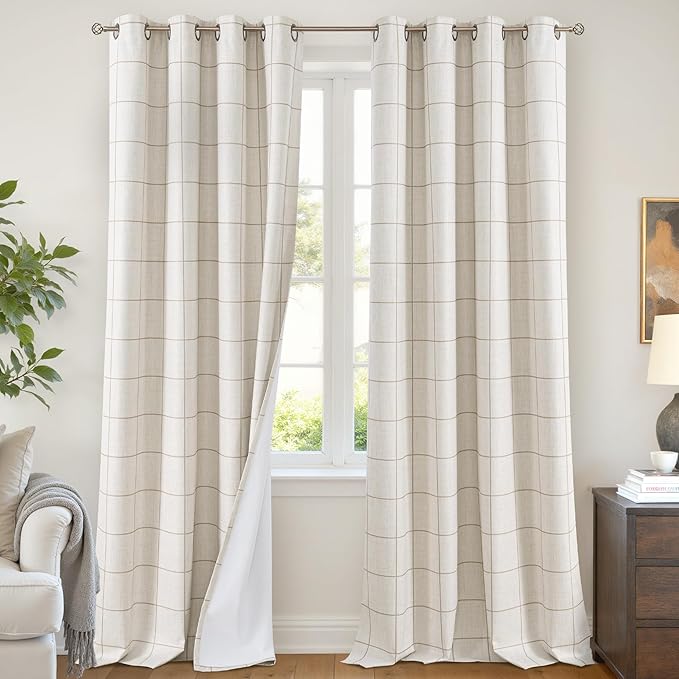Lajode Plaid Curtains Pattern Printed 90 Inches Long