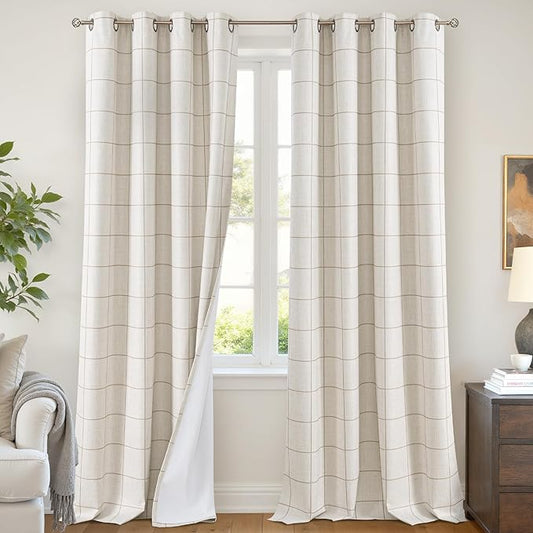 Lajode Plaid Curtains Pattern Printed 90 Inches Long