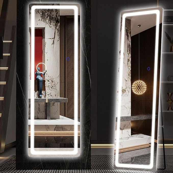 Hasipu Full Length Mirror with Lights, Full Body Dressing Standing, Hanging
