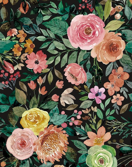 JiffDiff Blooming Floral Wallpaper Peel and Stick Pink Impressionist Floral