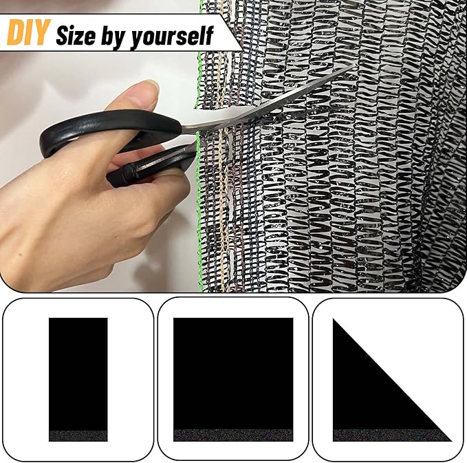 Cool Area 55% 10x12ft Sunblock Shade Cloth Cover Mesh UV Resistant Net for Garden Flower Plant Greenhouse, Black