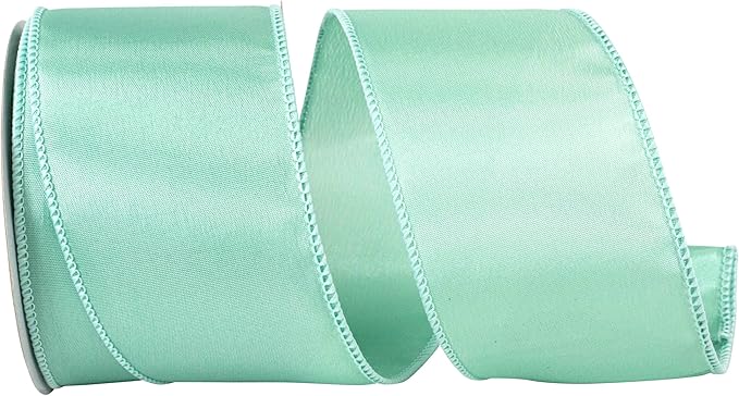 Reliant Ribbon 92575W-077-40F Satin Value Wired Edge Ribbon, 2-1/2 Inch X 10 Yards, Aqua