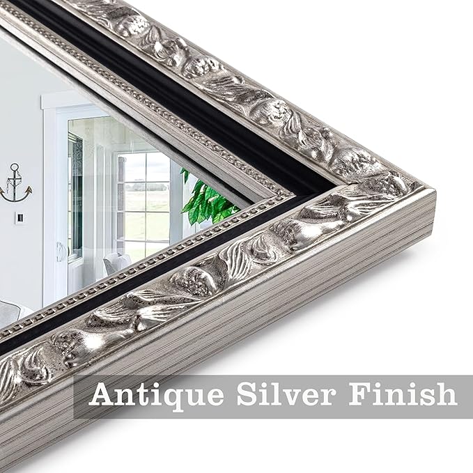 Large Antique Mirror, Rectangular Retro Vintage Silver Mirrors
