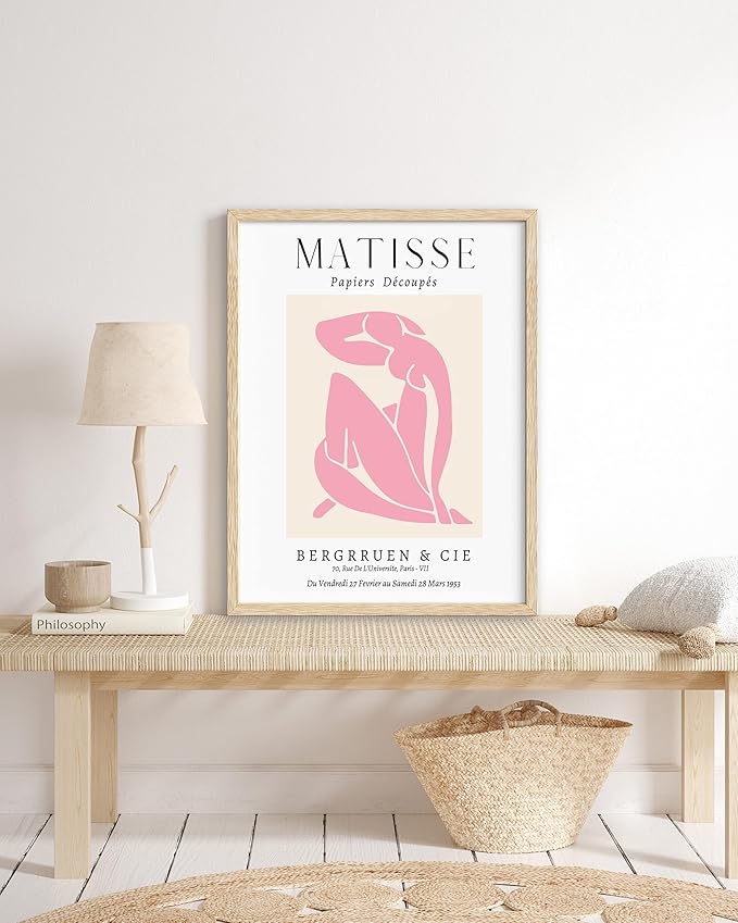 HesenDot Unframed Matisse Pink Wall Art, 12x16in Canvas Prints Poster,