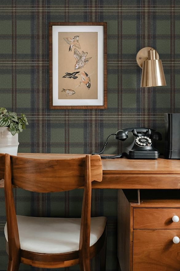 NextWall Harry & Grace Herringbone Plaid Premium Matte Non-Woven Peel and Stick