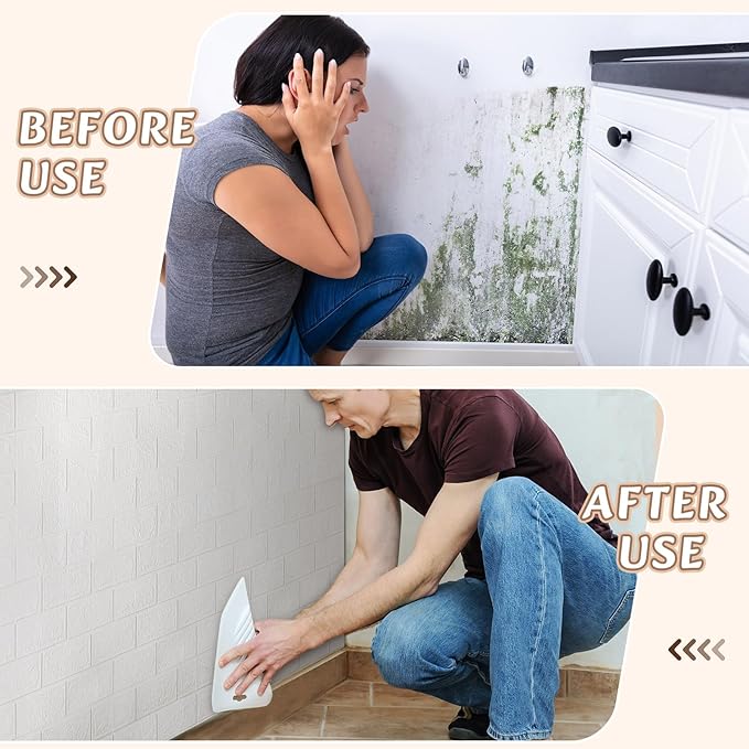 Hahafelt 1 Pcs 32 x 2.3 ft 3D Wall Panel, Faux Brick Wall Panel White Peel and