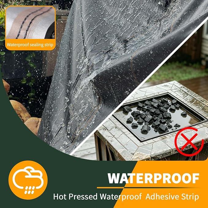 Enzeno Fire Pit Cover Square,Outdoor Firepit Cover Waterproof,Oxford Cloth Patio Fire Table Cover for Outdoor Fire Pit,Fits 35-37 inch Gas Firepit covers(37"L x 37"W x 24"H)