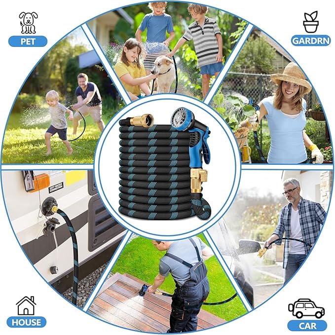 75 FT Non-Expandable Garden Hose, 2026 New Upgraded Flexible Water Hose, Ultra Lightweight Non-Expanding hoses with 10 Function Sprayer, Leak proof, Pressure Resistant for Yard, Outdoor